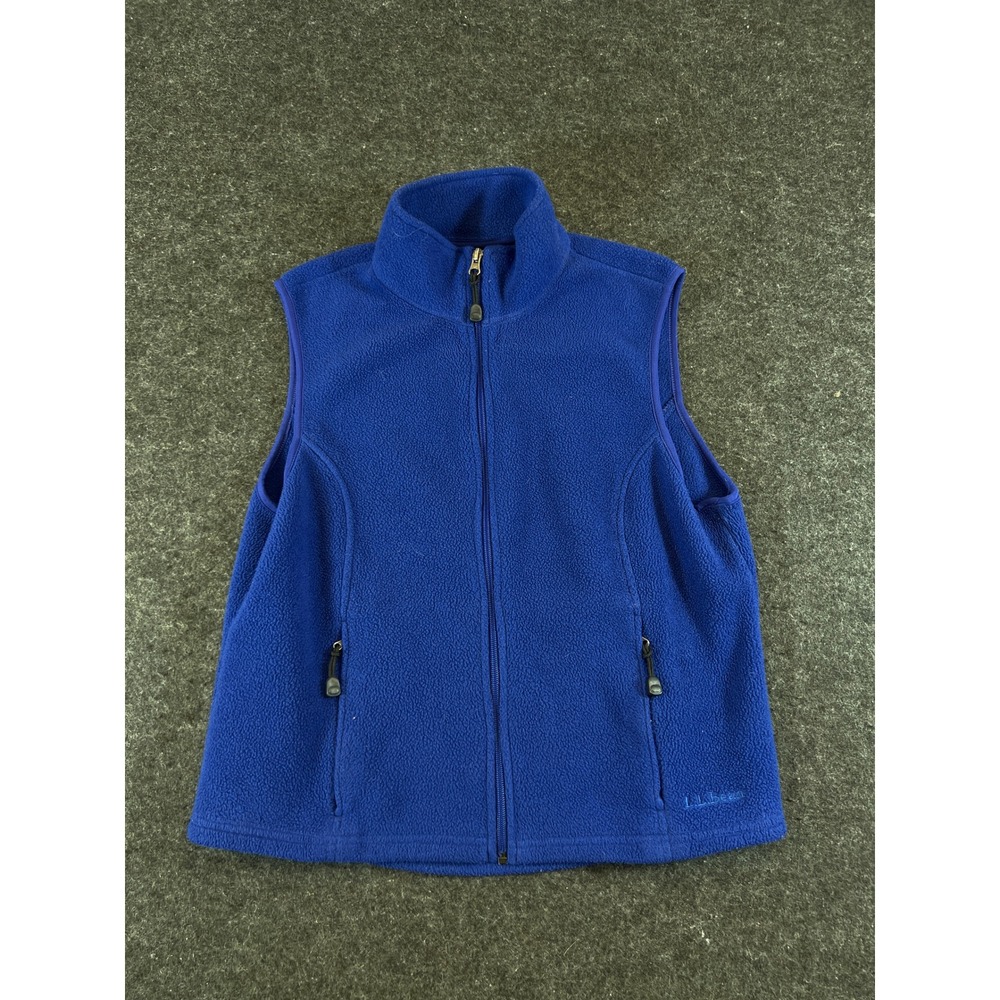 Vintage L.L. Bean Fleece Vest Womens Large Blue Full Zip 90s Outdoor Layer 0ALA9